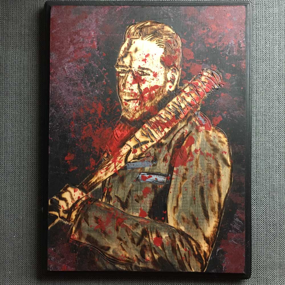 The Walking Dead Negan Art woodburning painting